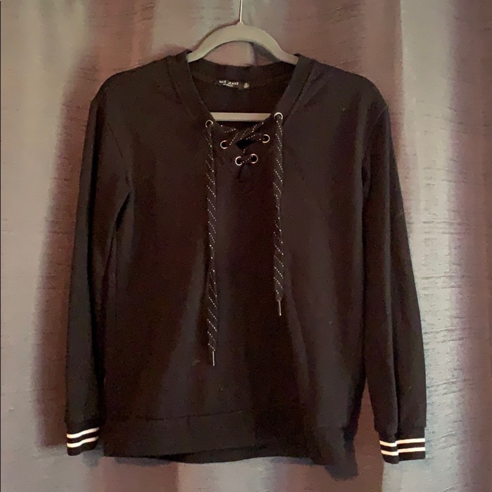 Lace up, black sweater
